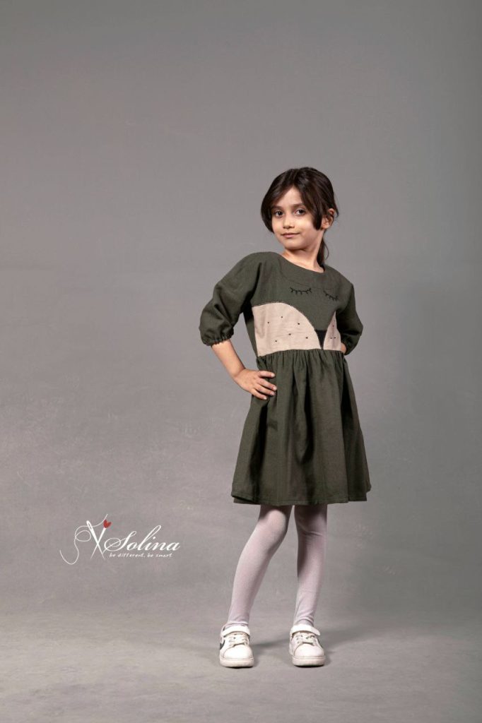 پیراهن کوتاه دخترانه سبز روشن